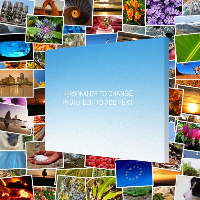 Toile Photo personnalisée en bleu sur image Ajouter du t (Personalized Custom Blue Artwork Photo Add Text Canvas Print)