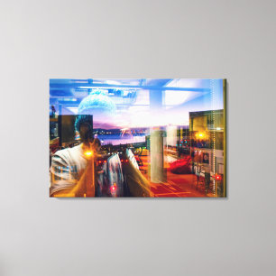 Toile Photographe Abstrait de l'aube dans la ville