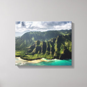 Toile photographie aérienne des montagnes vertes
