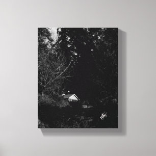 Toile Photographie de feuillage sombre de maison cachée