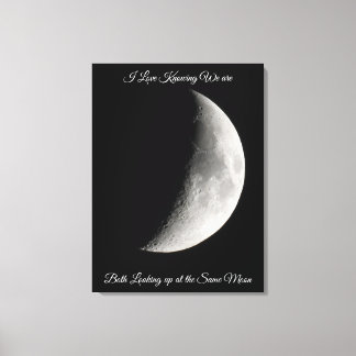 Toile Photographie de lune et citation romantique