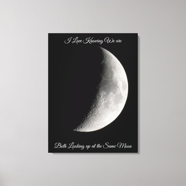 Toile Photographie de lune et citation romantique (Recto)