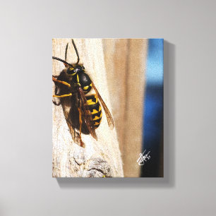 Toile Photographie de près de guêpe vêtue de jaune Freel