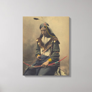 Toile Photographie vintage d'homme cherokee avec l'arc
