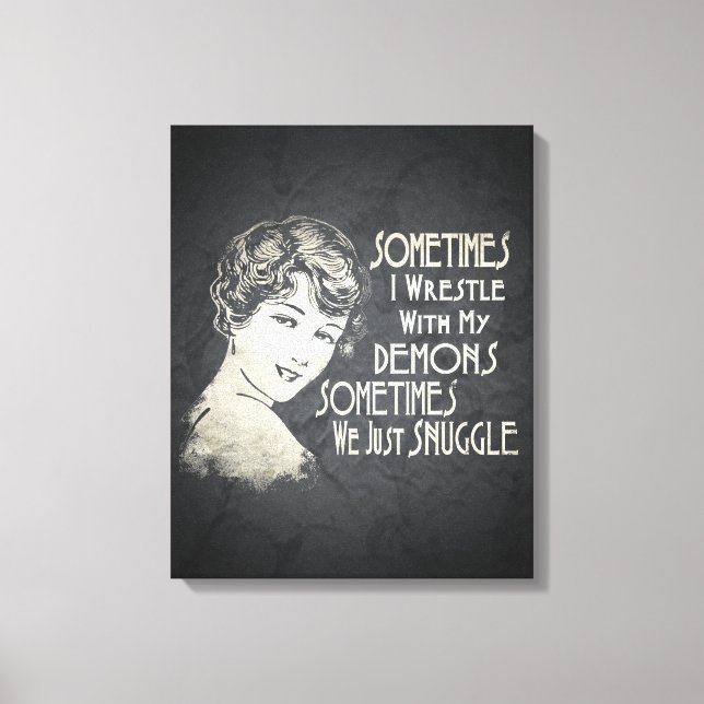 Toile Phrase Sarcastique Femen Mème Parfois Je Lutte (Recto)