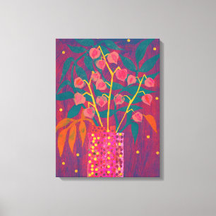 Toile Physalis Bouquet Plante d'automne Art floral color