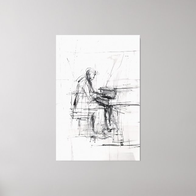Toile Pianiste Abstrait - Musique expressive (Recto)