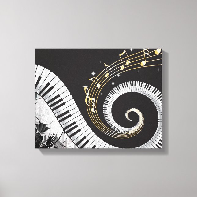 Toile Piano Swirled Keys Surreal Music Imaginaire (Recto)