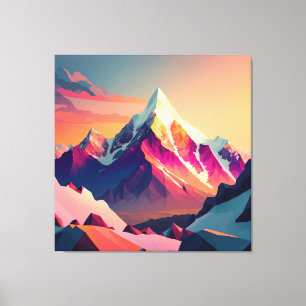 Toile Pic vibrant : Une montagne enneigée au coucher du