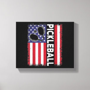 Toile Pickleball American Flag Drôle amusant Pickleball 