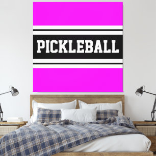 Toile PICKLEBALL amusant Tropical Rose White Racing Stri