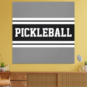 Toile PICKLEBALL Sporty Black White Grey Stripes
