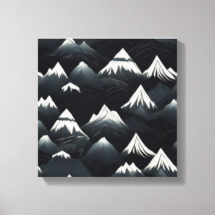 Toile Pics de montagne modernes noir et blanc
