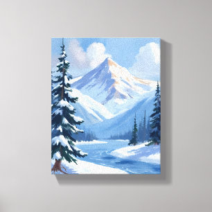 Toile Pics du Nord   Paysage de montagne hivernal peint