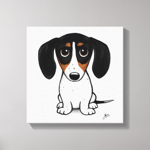 Toile Piebald Dachshund   Joli chien édulcoré en caricat