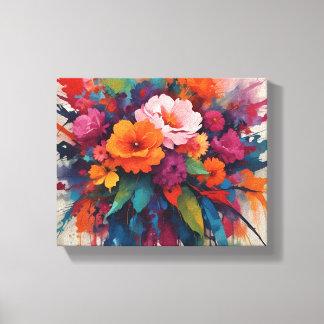 Toile Pièce centrale florale d'aquarelle explosive