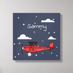Toile Pièce de garçon personnalisée art d'avion rouge ar