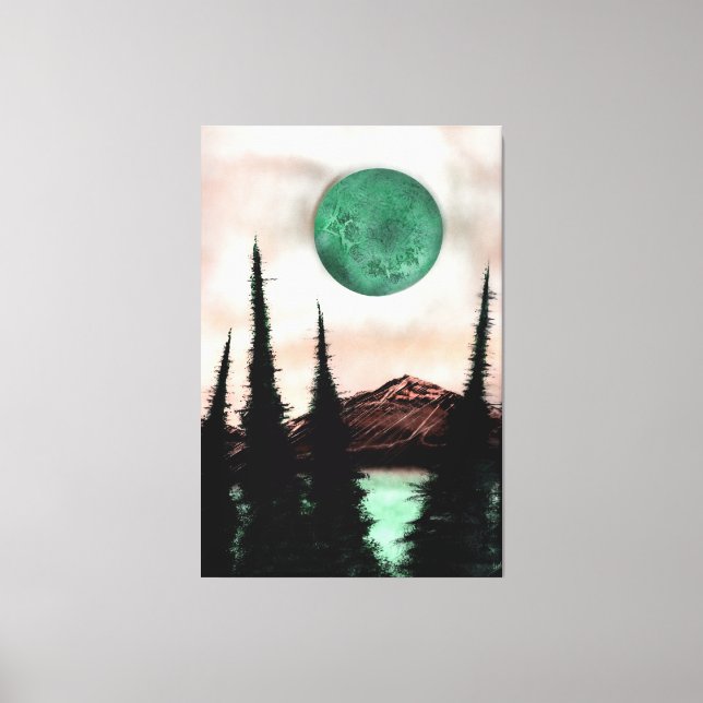 Toile Pièce maîtresse surréaliste de la lune de la forêt (Recto)