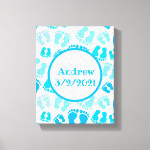 Toile Pieds de bébé garçon personnalisés
