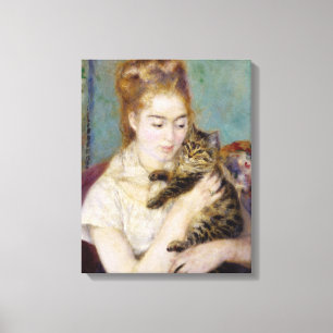 Toile Pierre A Renoir Femme avec un chat
