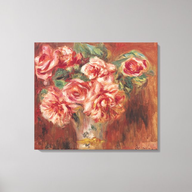 Toile Pierre A Renoir | Roses dans un vase (Recto)