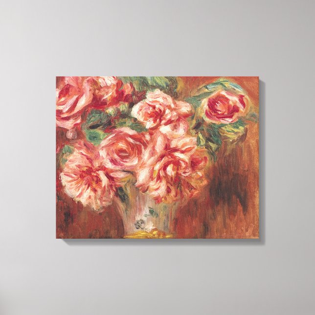 Toile Pierre A Renoir | Roses dans un vase (Recto)