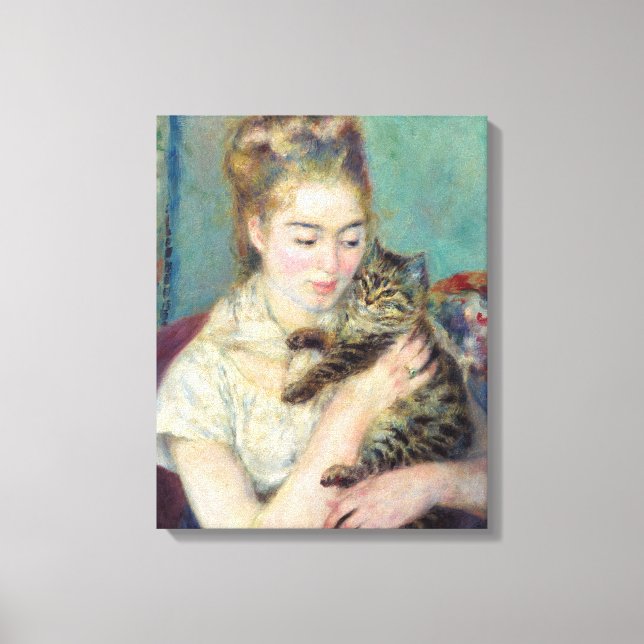 Toile Pierre-Auguste Renoir - Femme au chat (Recto)