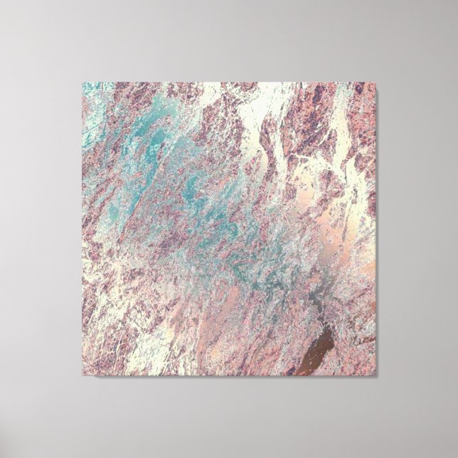 Toile Pierre de marbre Abstrait Turquoise Aqua Rose Gold (Recto)