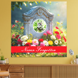 Toile Pierre Tombale Florale Hommage aux Animaux de Comp