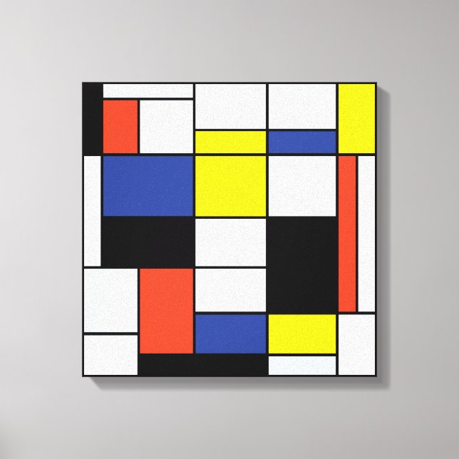 Toile Piet Mondrian Composition A - Art Moderne Abstrait (Recto)