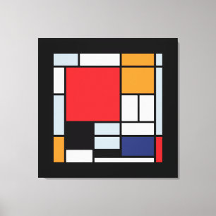 Toile Piet Mondrian - Composition avec grand plan rouge