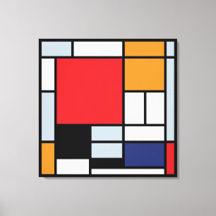 Toile Piet Mondrian - Composition avec grand plan rouge