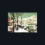 Toile Pieter Bruegel Hunters dans la neige<br><div class="desc">Pieter Bruegel Chasseurs dans l'enveloppe de toile de neige. Peinture à l'huile sur bois à partir de 1565. Pieter Bruegel l'Ancien fut l'un des grands peintres de la Renaissance du Nord. Hunters in the Snow est l’une des peintures les plus célèbres de l’artiste. L'oeuvre présente des chasseurs et leurs chiens...</div>