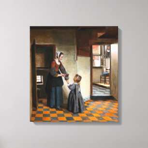 Toile Pieter de Hooch Une femme avec un enfant dans une 