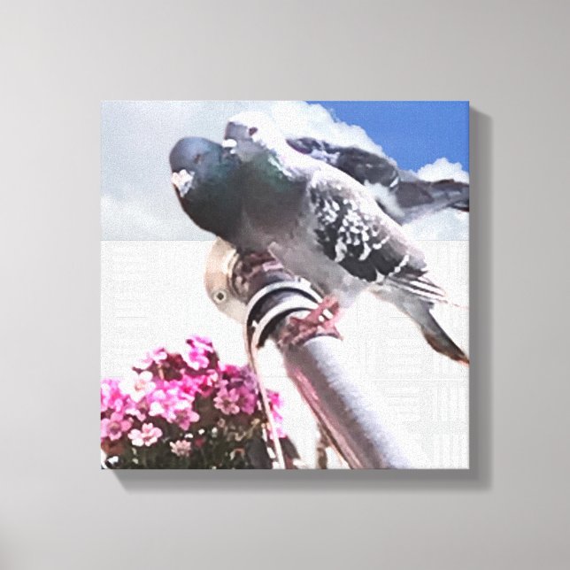Toile Pigeon et Fleurs (Recto)