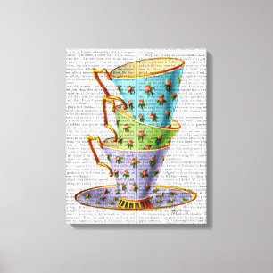 Toile Pile de trois tasses de thé vintages