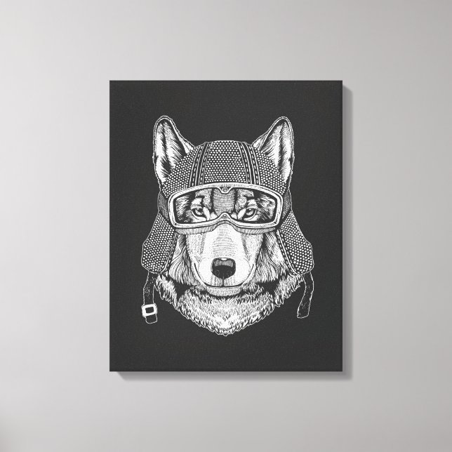 Toile Pilote de motocyclette Wolf Dog (Recto)