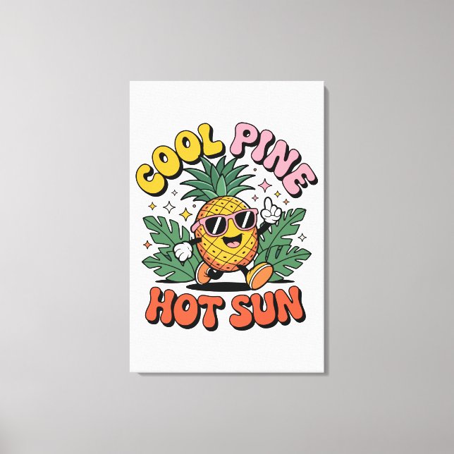 Toile Pine Cool Soleil Chaud Vibes Rétro Ananas Été (Recto)