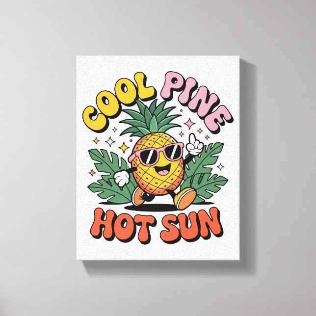Toile Pine Cool Soleil Chaud Vibes Rétro Ananas Été (Recto)