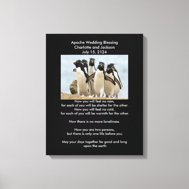 Toile Pingouins Bénédiction Mariage Apache (Recto)