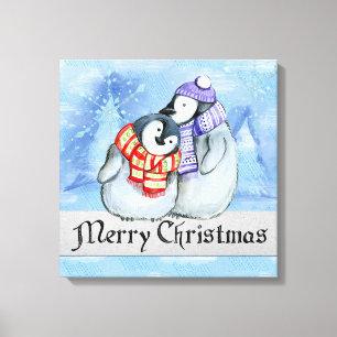 Toile Pingouins de Noël