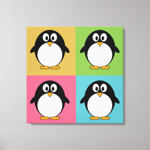 Toile Pingouins en caricature mignons