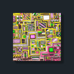 Toile Pink and Yellow Geometry pop art punk<br><div class="desc">D'un dessin original dessiné à la main par Nola Edsall de formes de doodles géométriques carrés et rectangle avec divers motifs occupés. Ce superbe design artistique est complexe et détaillé et utilise les couleurs pop vives de rose, jaune, vert citron et noir. Parfait pour la décoration de maison ou de...</div>