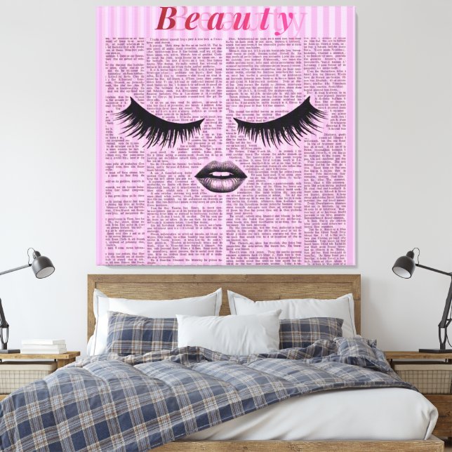 Toile Pink Beauty Stretched Canvas Wall Art | Feminine  (Insitu(Chambre))