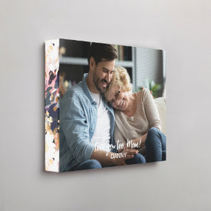 Toile Pink Navy Abstrait motif floral de bord photo