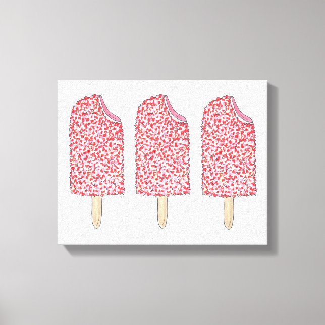 Toile Pink Strawberry Eclair Popsicles Art Popsicle (Recto)