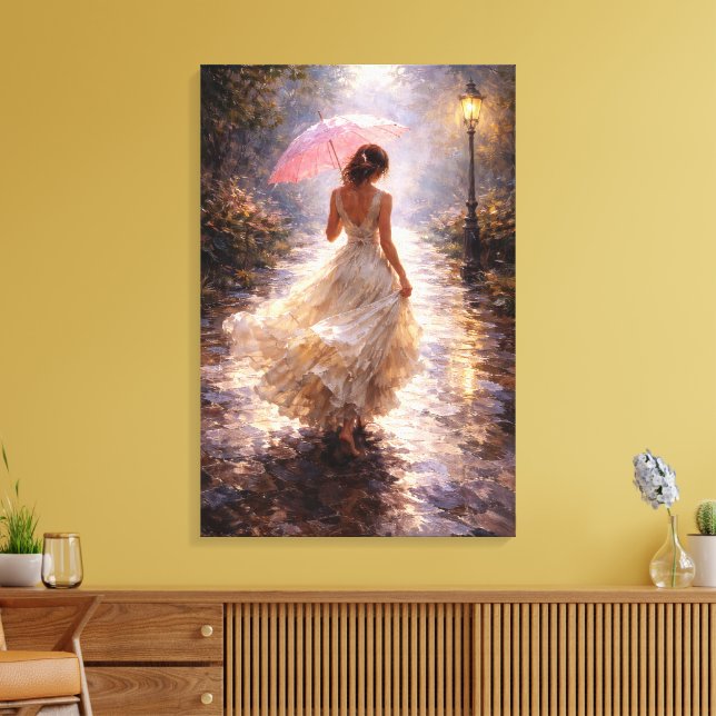 Toile Pink Umbrella: Impasto Style (Insitu(Salon))