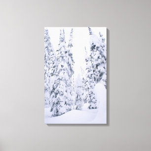 Toile pins Neige-couverts de poteau de loge