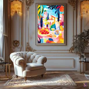 Toile Pique-nique méditerranéen coloré en style Fauvist