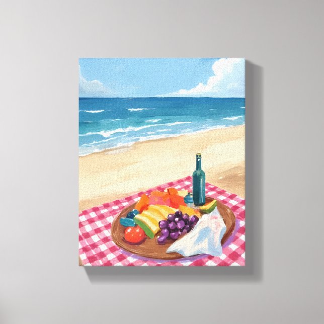 Toile Pique-nique sur la plage | Peinture de la rive de  (Recto)
